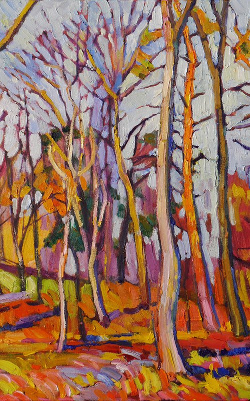 Trees in November (plein air) by Dima Braga