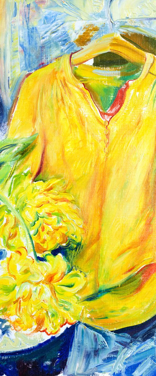 Still life with Yellow Shirt and Tulips by Daria Galinski