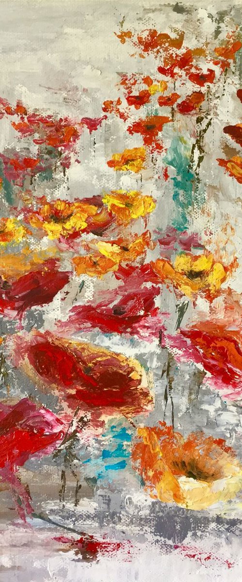 Flanders Fields - impressionist poppies by Rebecca Pells