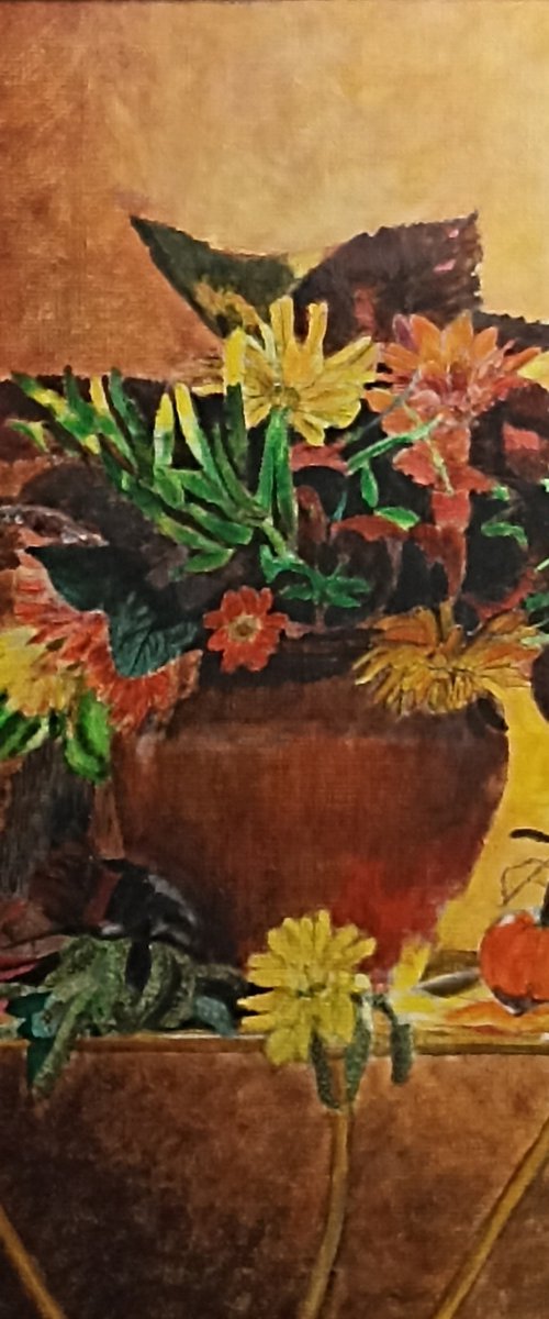 Flowers ans pumkins by Isabelle Lucas