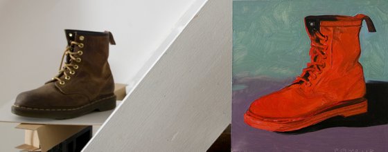 red doc martens shoe