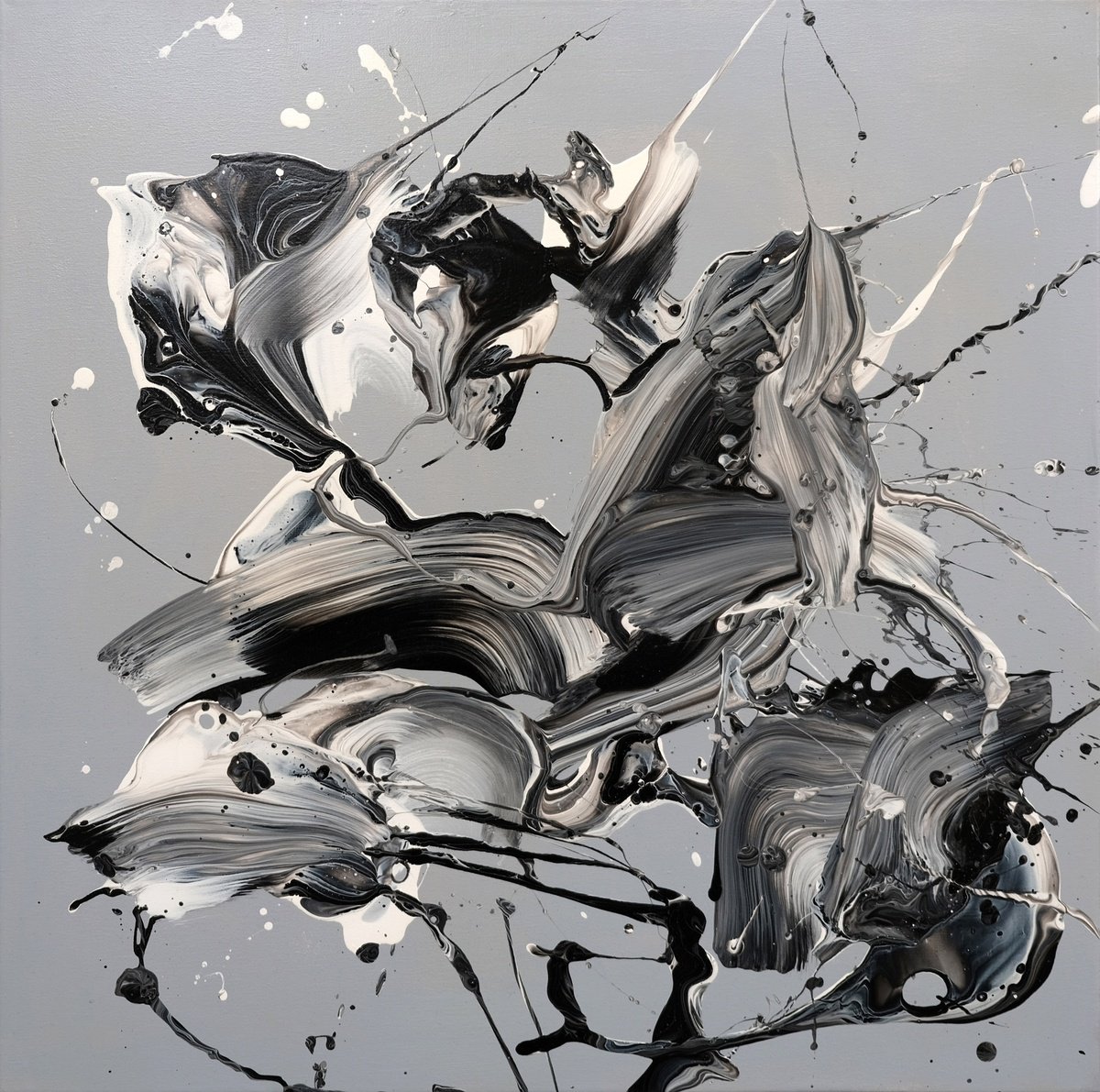 Organic Abstract Acrylic Painting By Behshad Arjomandi, 24 X 24, A Fantastic Story, Original Artwork