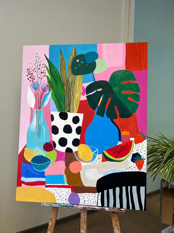 Still Life Watermelon Monstera