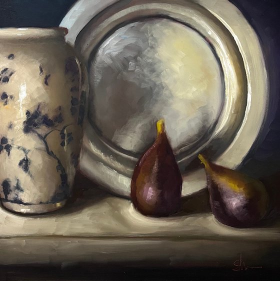figs and pewter plate
