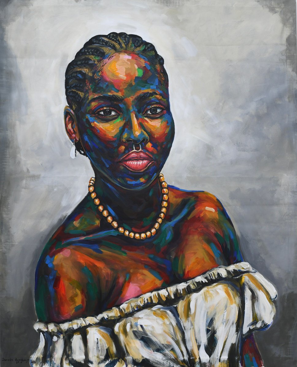 Expressive Portrait Acrylic Painting By Damola Ayegbayo, 48 X 60, Star Of Mind 9, Original Artwork