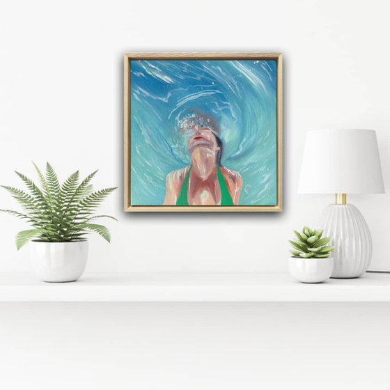 Tropical Vibes - swimming girl abstract