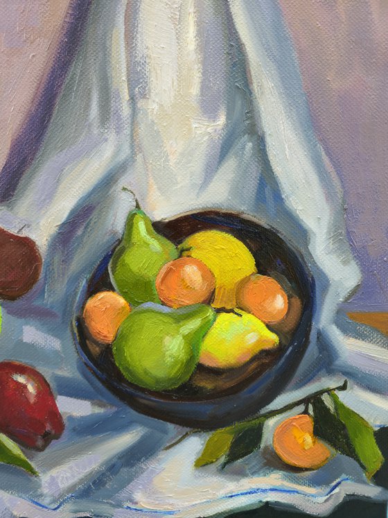 Still life with fruits and pears