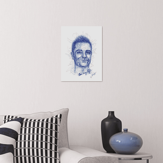 Robbie Williams - original blue line drawing