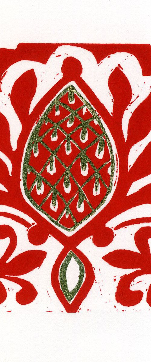 Alhambra III Linocut Hand Pulled Original Relief Print Edition of 30 by Catherine Cronin