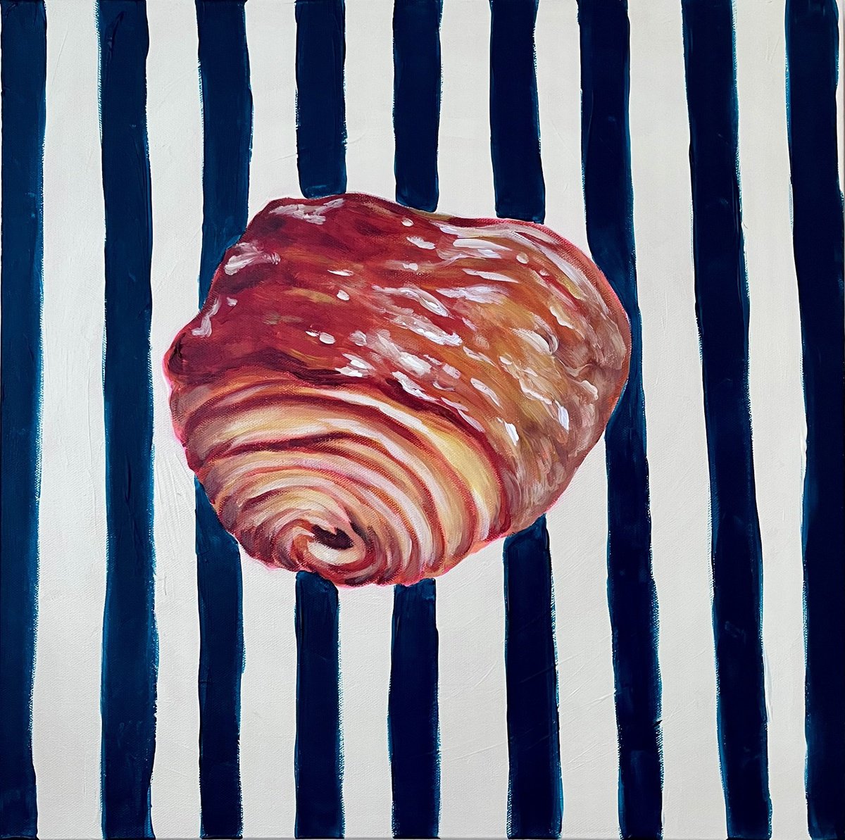 Vintage Striped Pain Au Chocolate By Dal Kaur, 20 X 20, Artwork For Sale On Artfinder