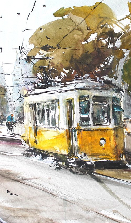 Yellow Tram in Milan by Maximilian Damico