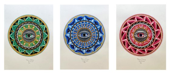 Triptych "Gems Eyes Collection"