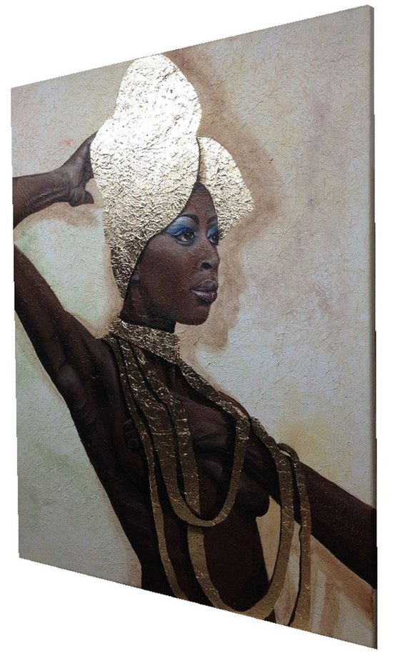 African woman portrait. 24 carat gold. Eka Peradze Art