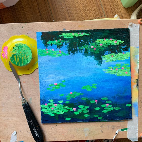 Monet’s water lilies ! Small knife painting!