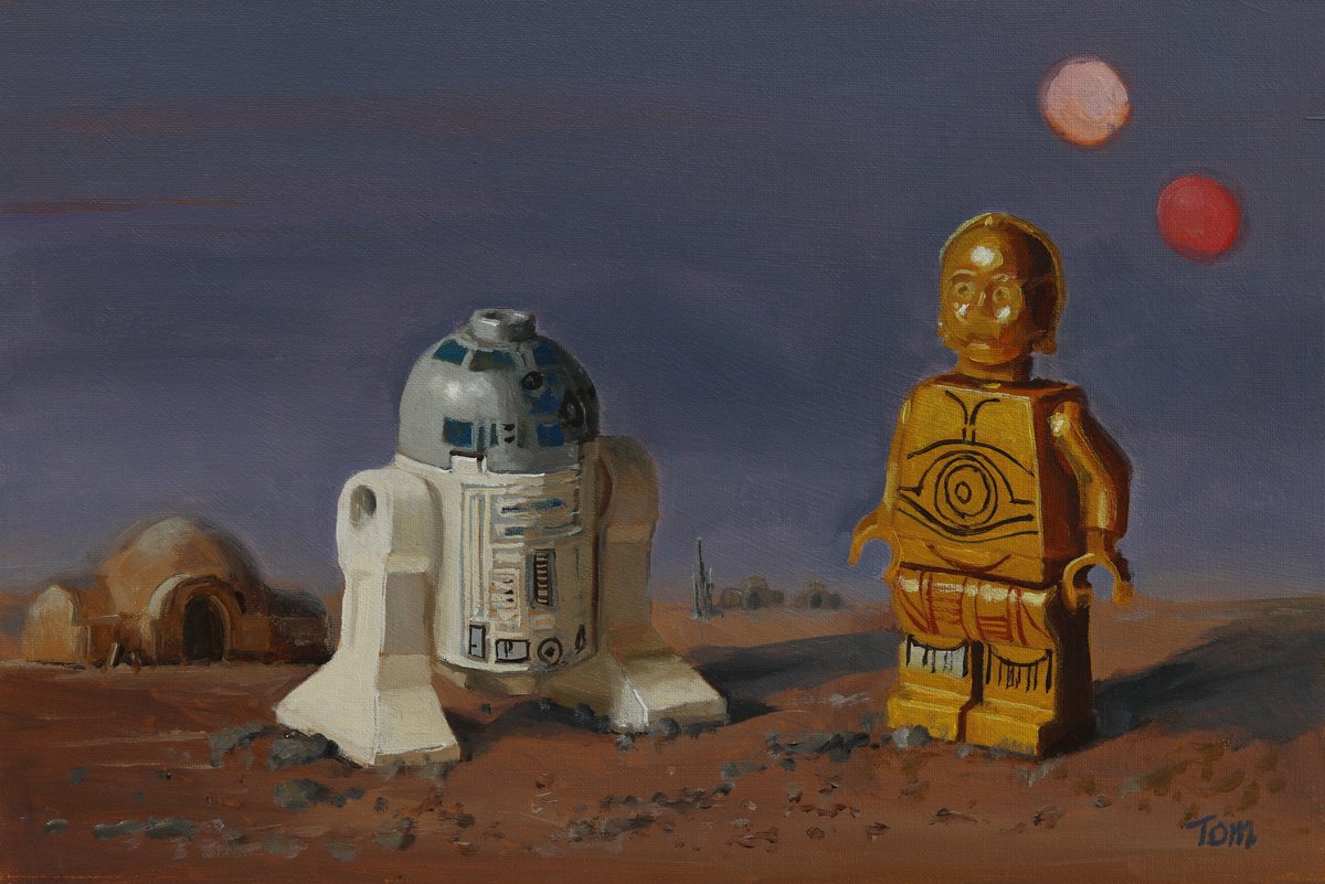 Lego Star Wars R2D2 and C3P0 on Tatooine by Tom Clay