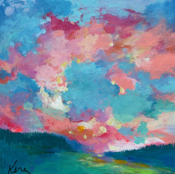 Spring Cloud Study 2 8x8" Modern Impressionist Cloud Study Original