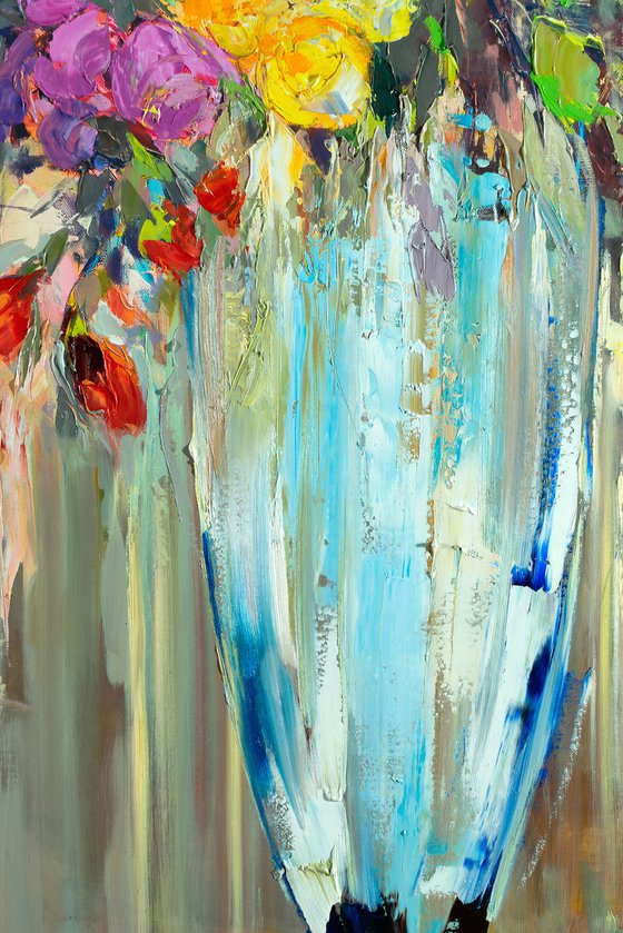 'Flowers in Blue Vase'