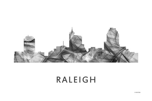 Raleigh North Carolina Skyline WB BW by Marlene Watson