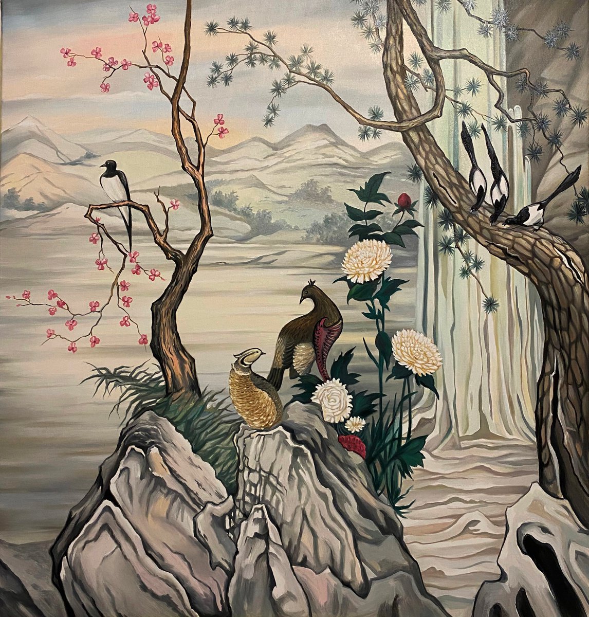 Sakura garden - Japanese wall art by Dmitry King