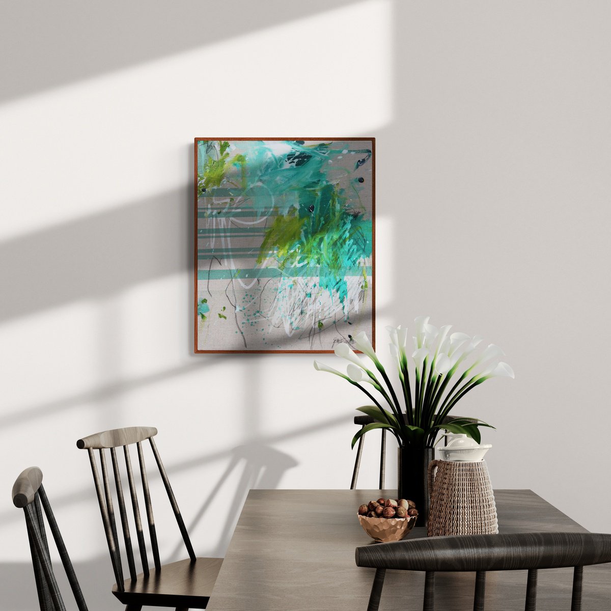 Abstract Botanical Acrylic Painting By Daniela Schweinsberg, 20 X 24, Hanging Garden, Original Artwork