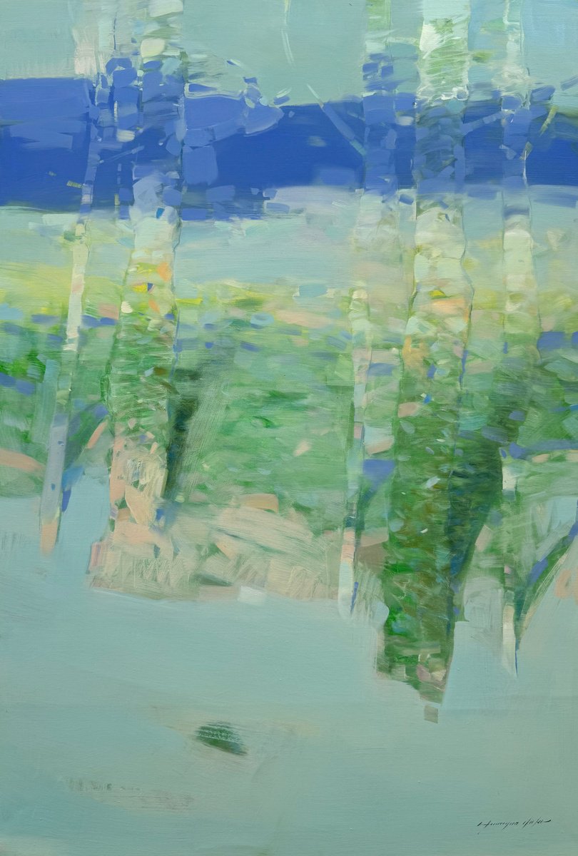 Impressionistic Landscape Oil Painting By Vahe Yeremyan, 30 X 45", Afterglow, Original Artwork