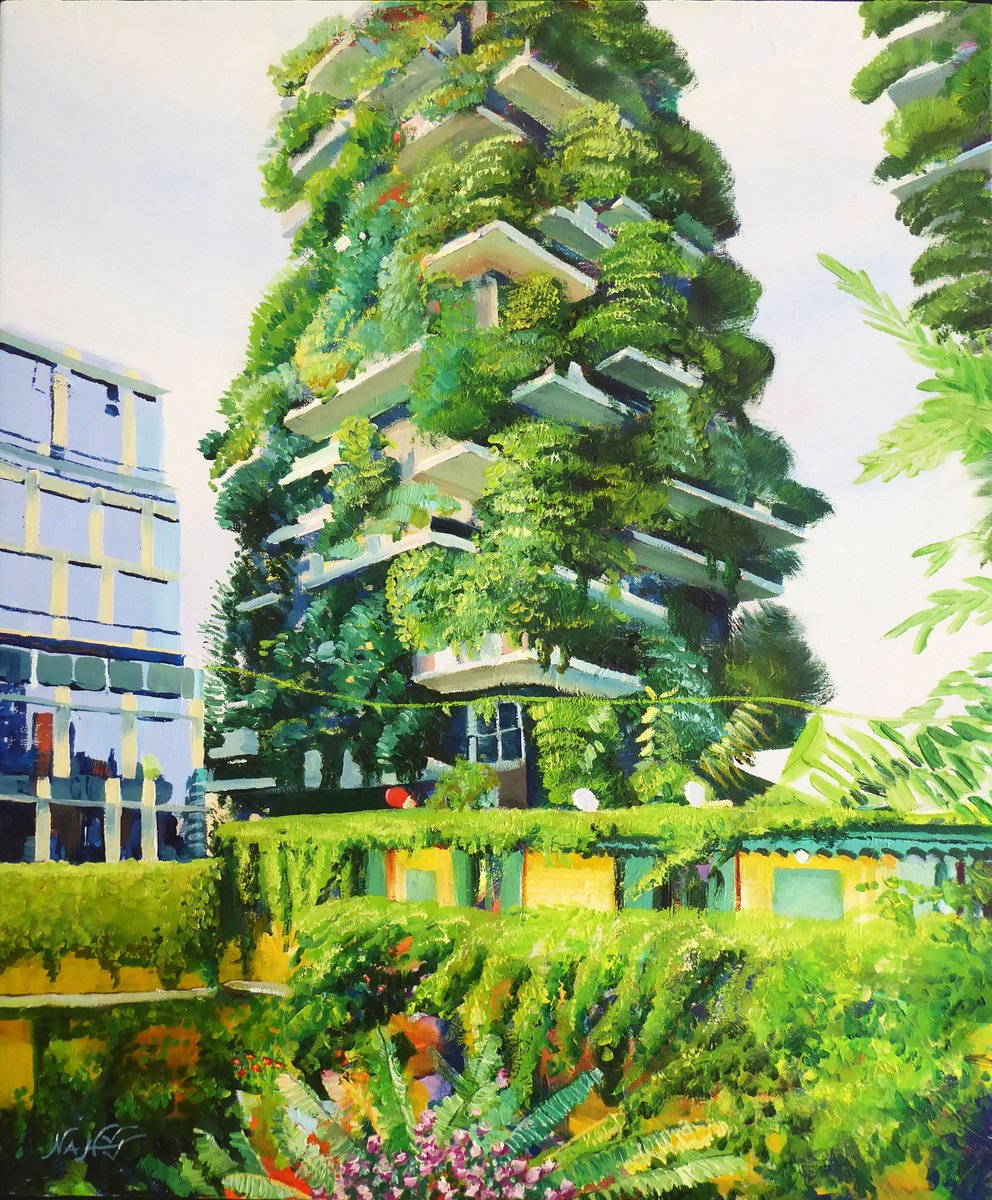 Impressionistic Cityscapes Oil Painting By Narek Hambardzumyan, 21 X 26", Milan, Original Artwork