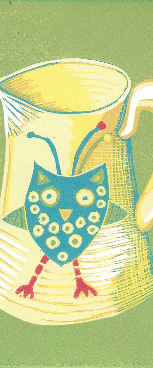 Owl Jug in Green by Marian Carter