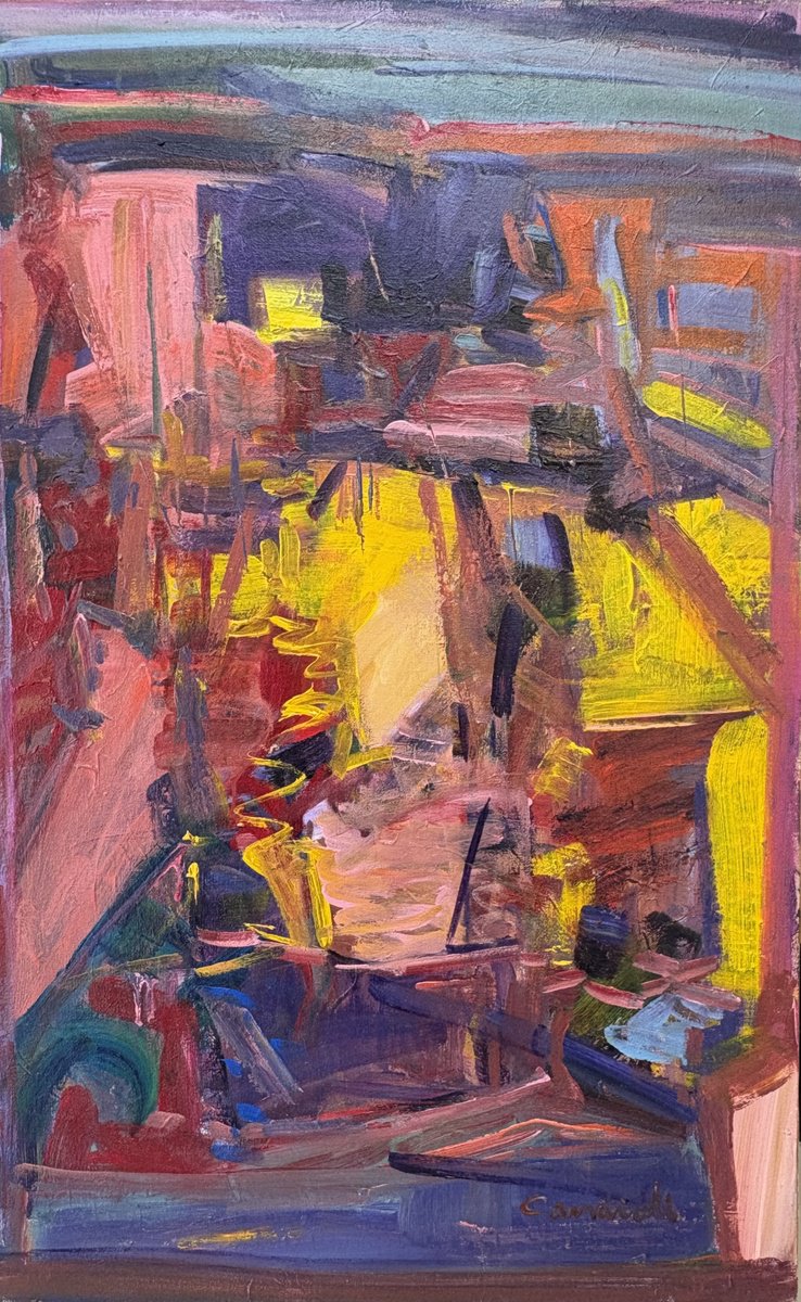 Expressive Abstract Acrylic Painting By Beatriz Candioti, 24 X 38, Evocations, Original Artwork