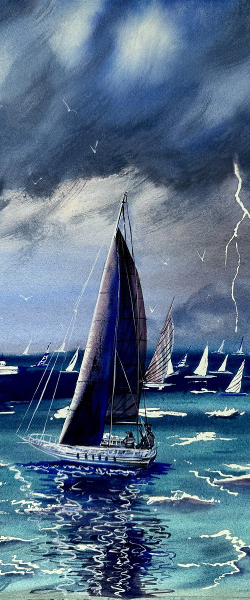 Lightning in the sea. Yachts by Yuliia Sharapova
