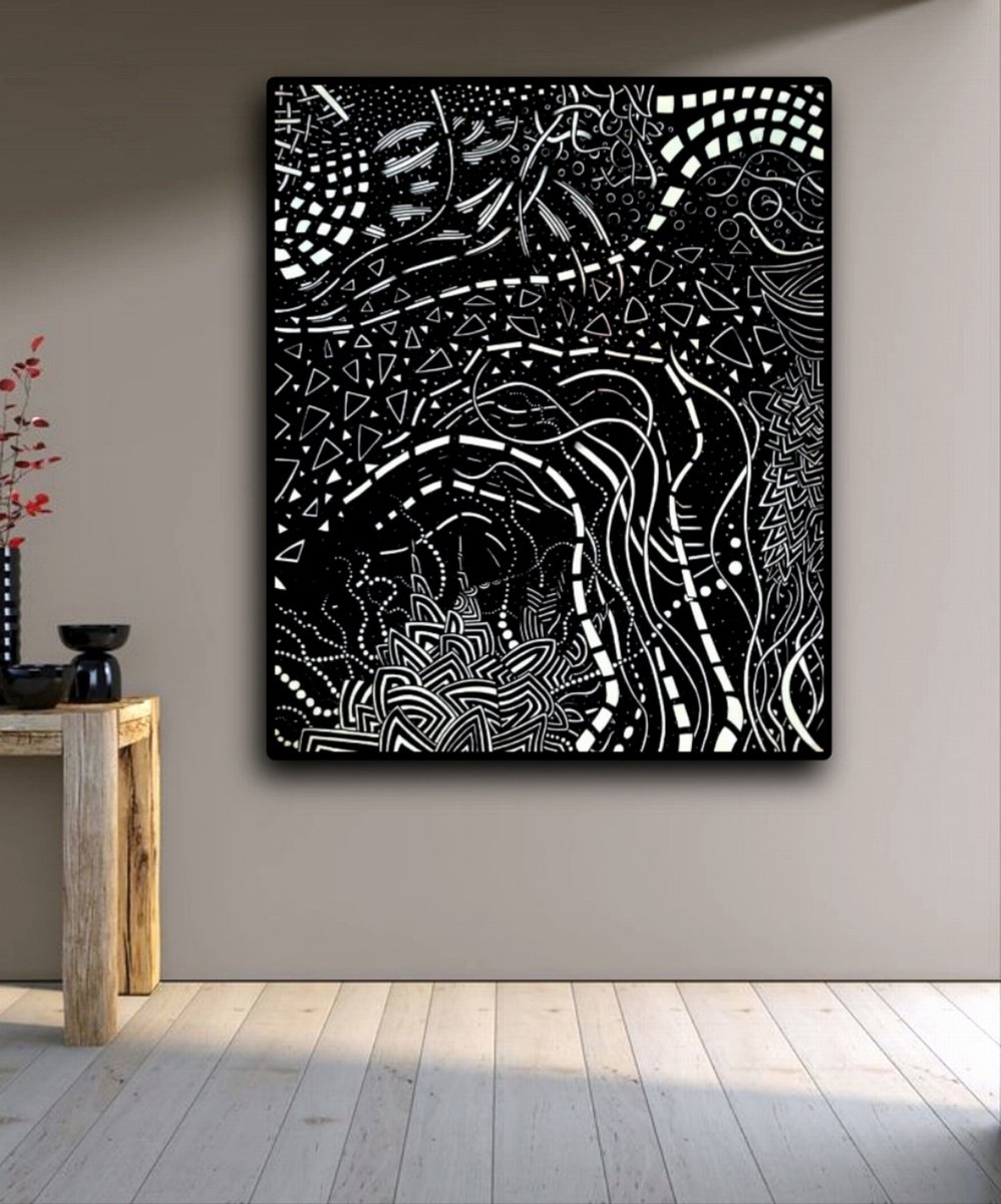 Abstract Ink Drawing By Riccardo Ticco Capparella, 81 X 65", The Man...#3 (160 X 200), Original Artwork