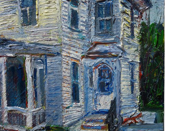 NAMELESS TOWN (cat. ref. m971) - Original oil painting realism architecture