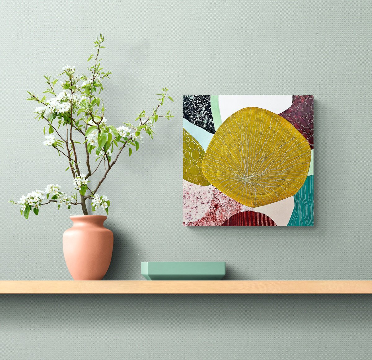 Geometric Abstract Acrylic Painting By Cristina Dalla Valentina, 16 X 16, Small Gatherings 5, Original Artwork