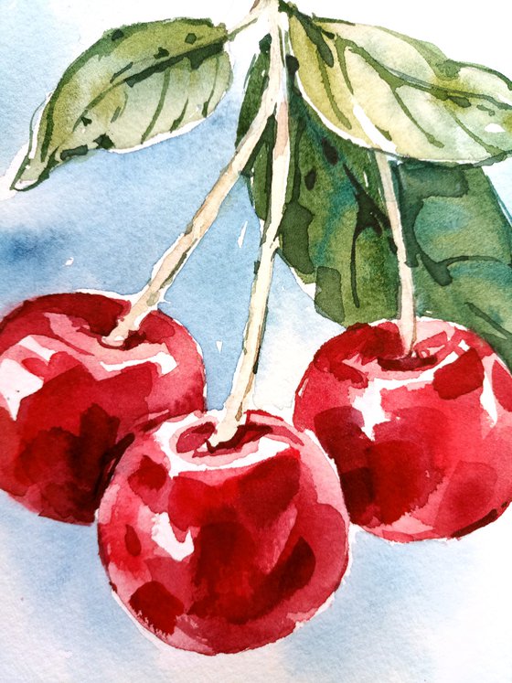 "Cherry" from the series of watercolor illustrations "Berries"