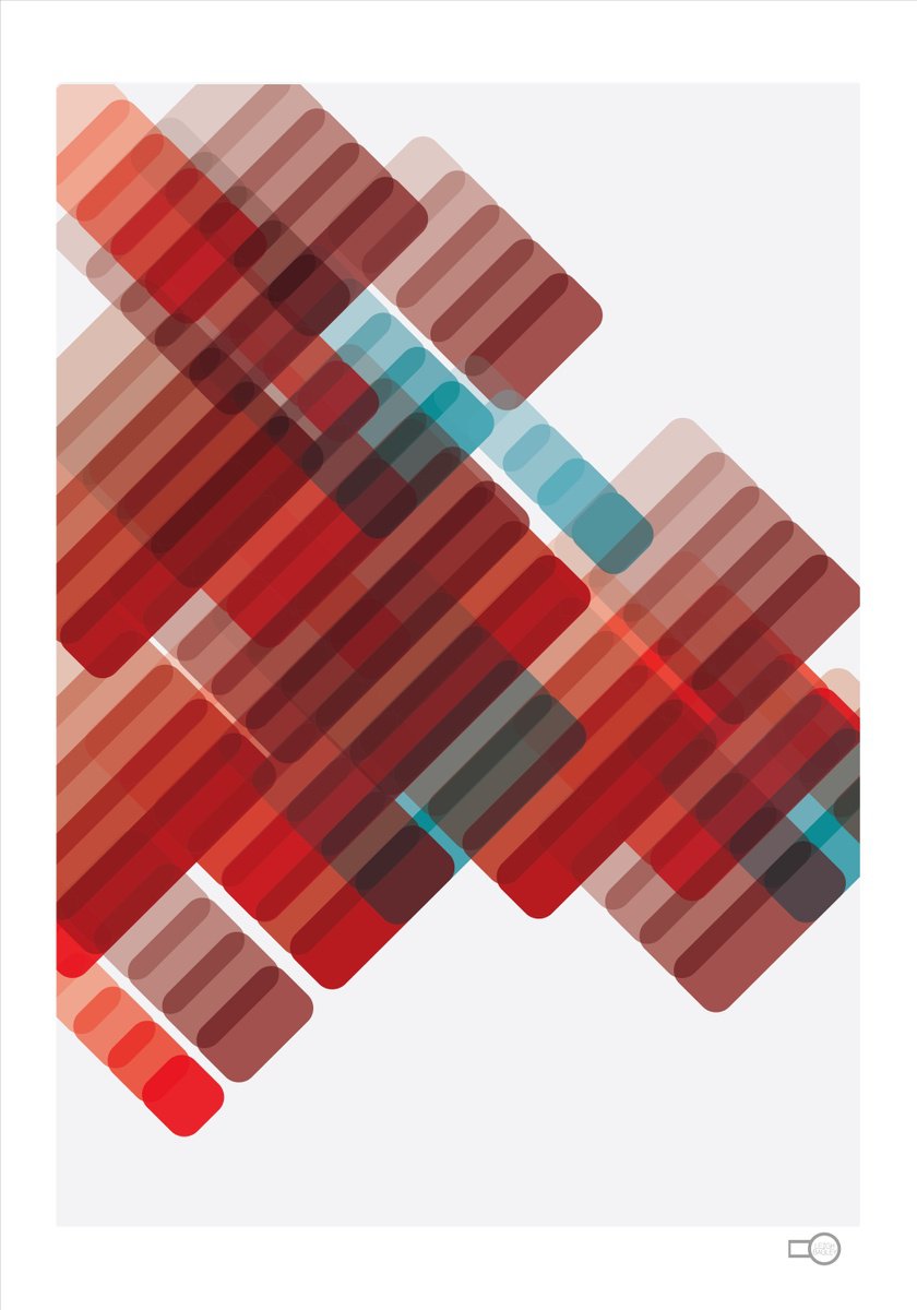 Geometric Abstract Print By Leigh Bagley, 28 X 39", Koroni Red, Original Artwork