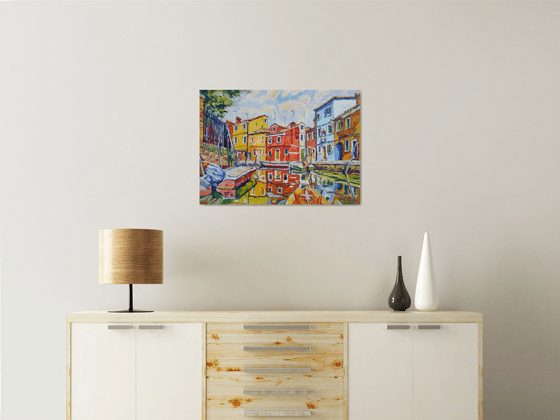 "Summer in Venice " original oil painting, ready to hang, water wall decor, gift idea