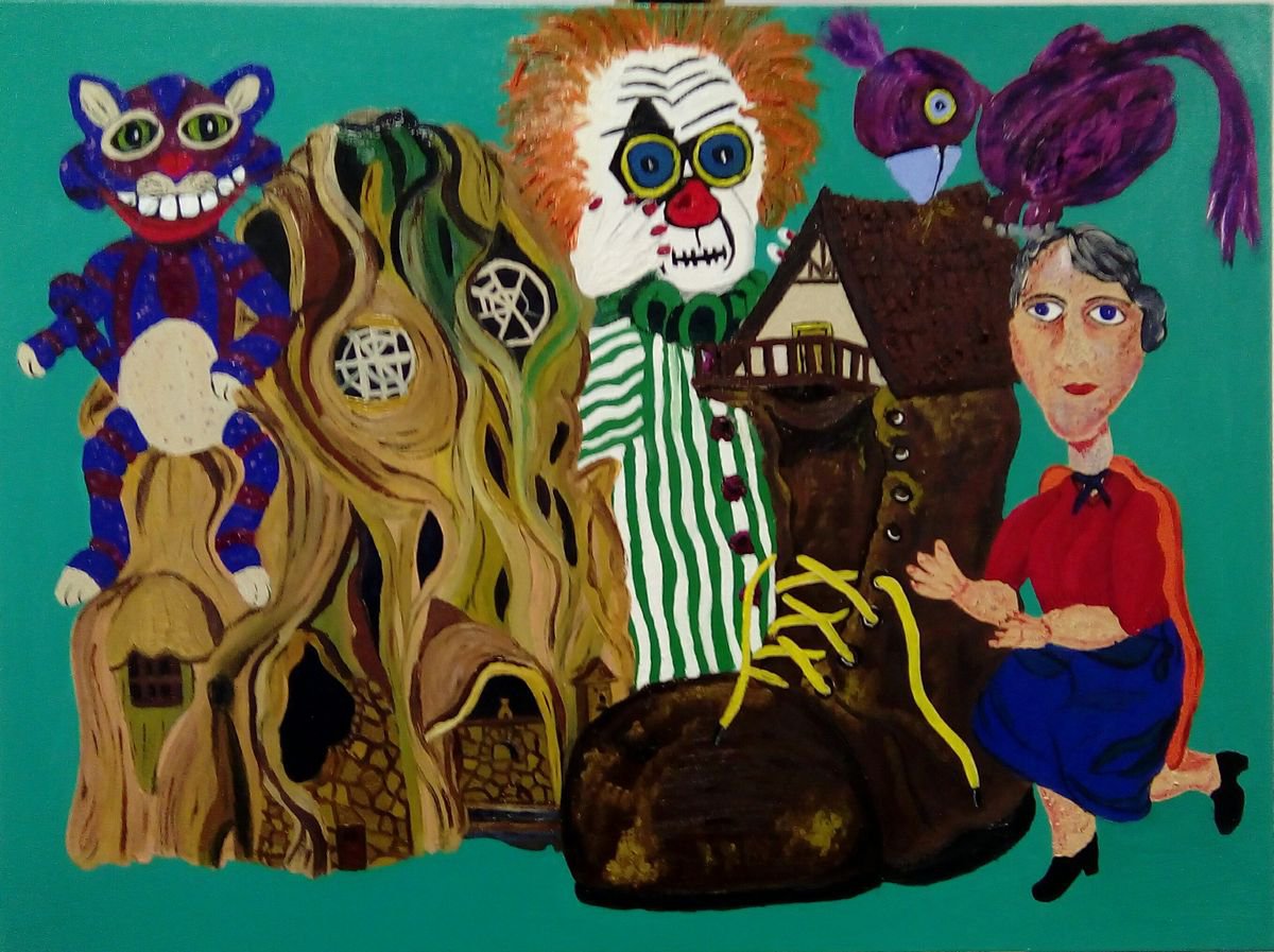 Impressionistic Abstract Oil Painting By Corinne Hamer, 32 X 24, Who Lives Here?, Original Artwork