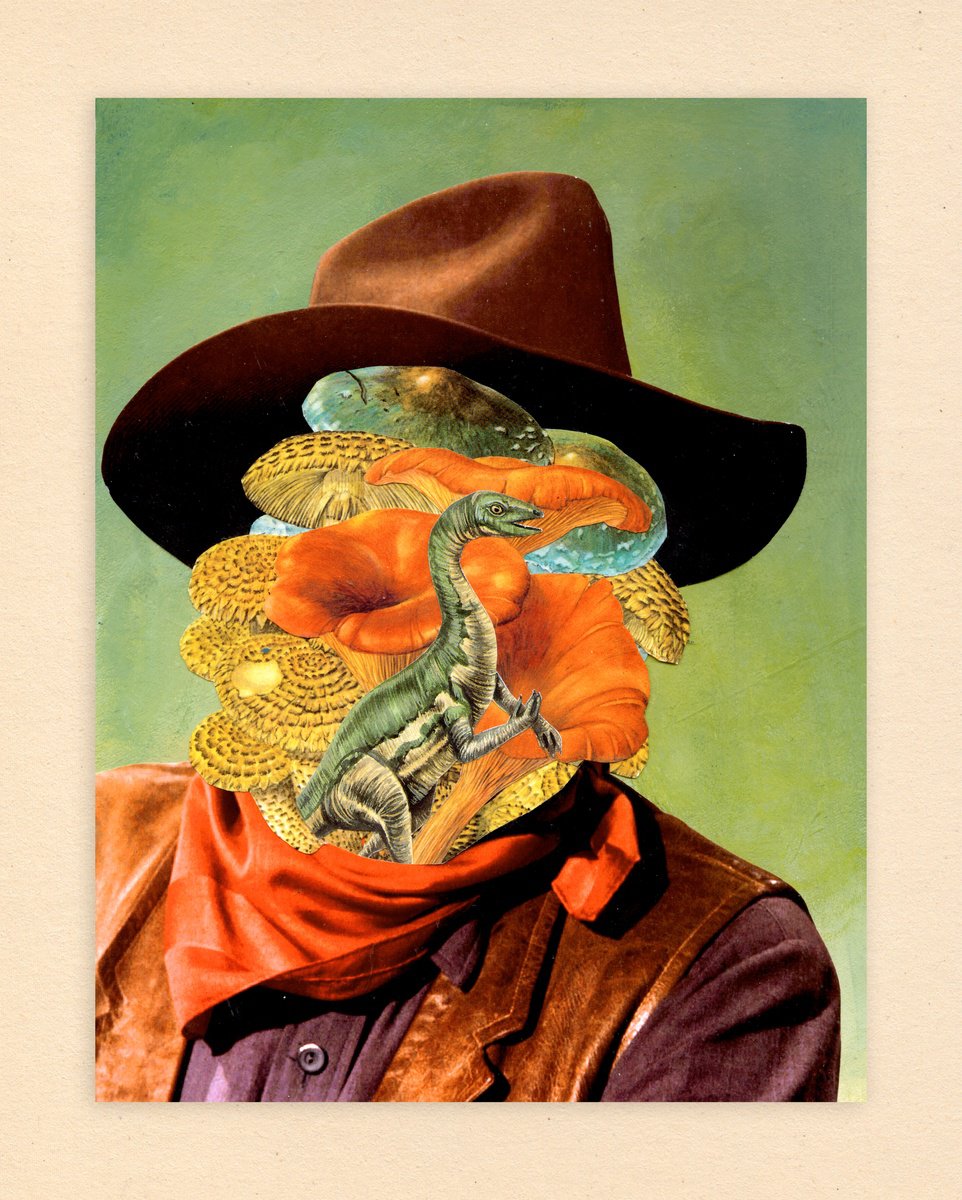 Surrealistic Portrait Collage By Jon Garbet, 9 X 12, Infected Wayne, Original Artwork