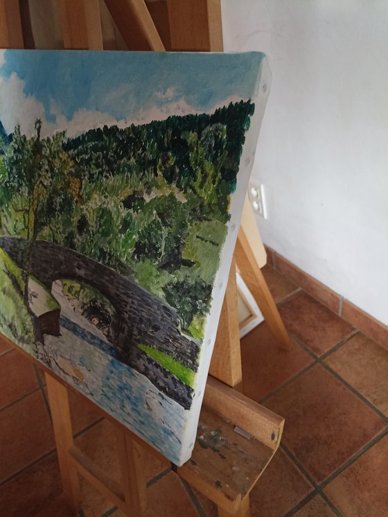 Bridge and mountain