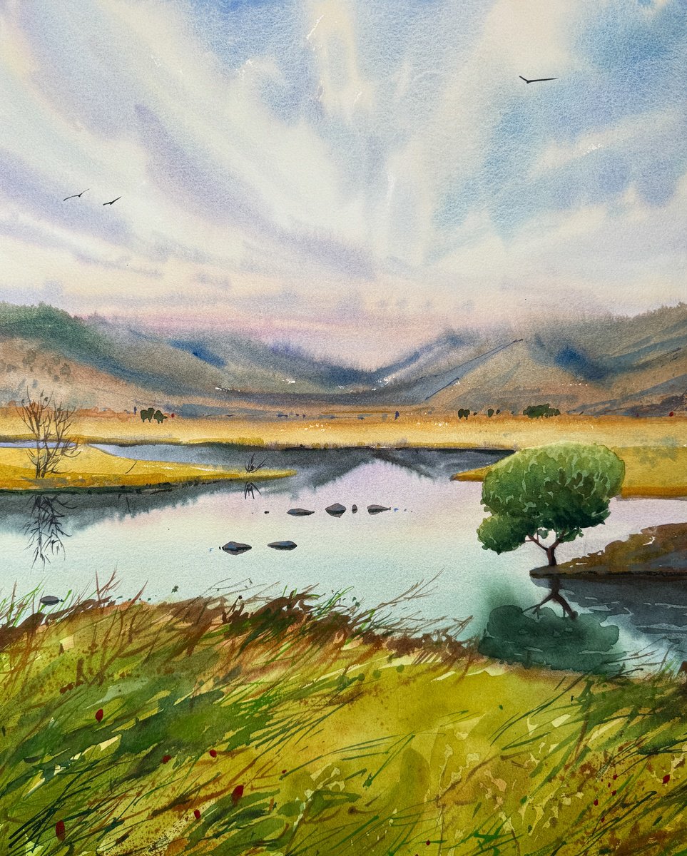 landscape 5. original watercolor painting by Yevheniia Salamatina