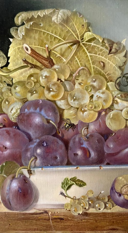 Still Life with Grapes and Plums by Gegham Avetisyan