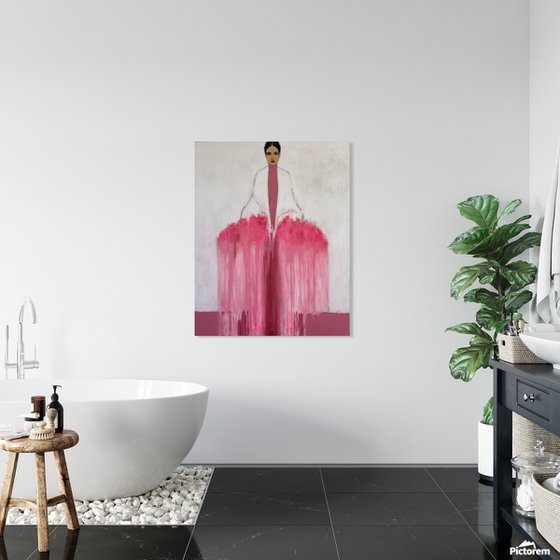 Girl with Flowers III (Pink & White)