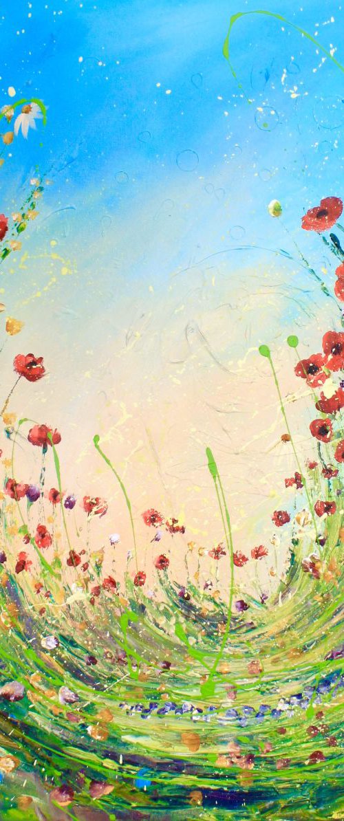 Poppy path in the meadow by Emma Sian Pritchard