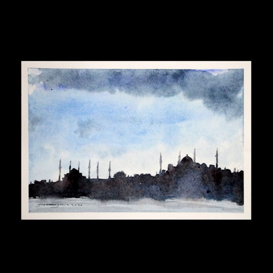 ISTANBUL SILHOUETTES 3, WATERCOLOR ON PAPER, 25 x 17 cm