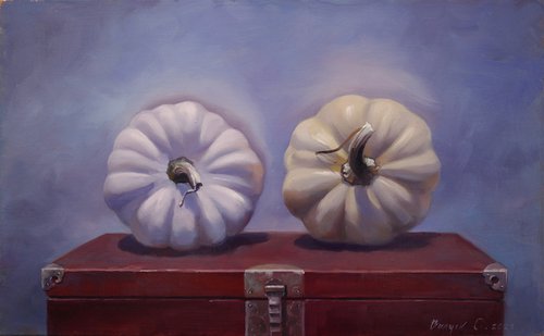 "Still life with two pumpkins" by Lena Vylusk