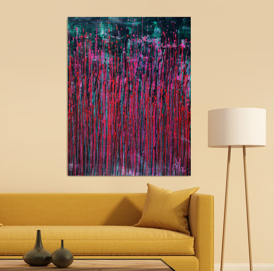Pink synergy (Fantasy garden) | metallic abstract painting