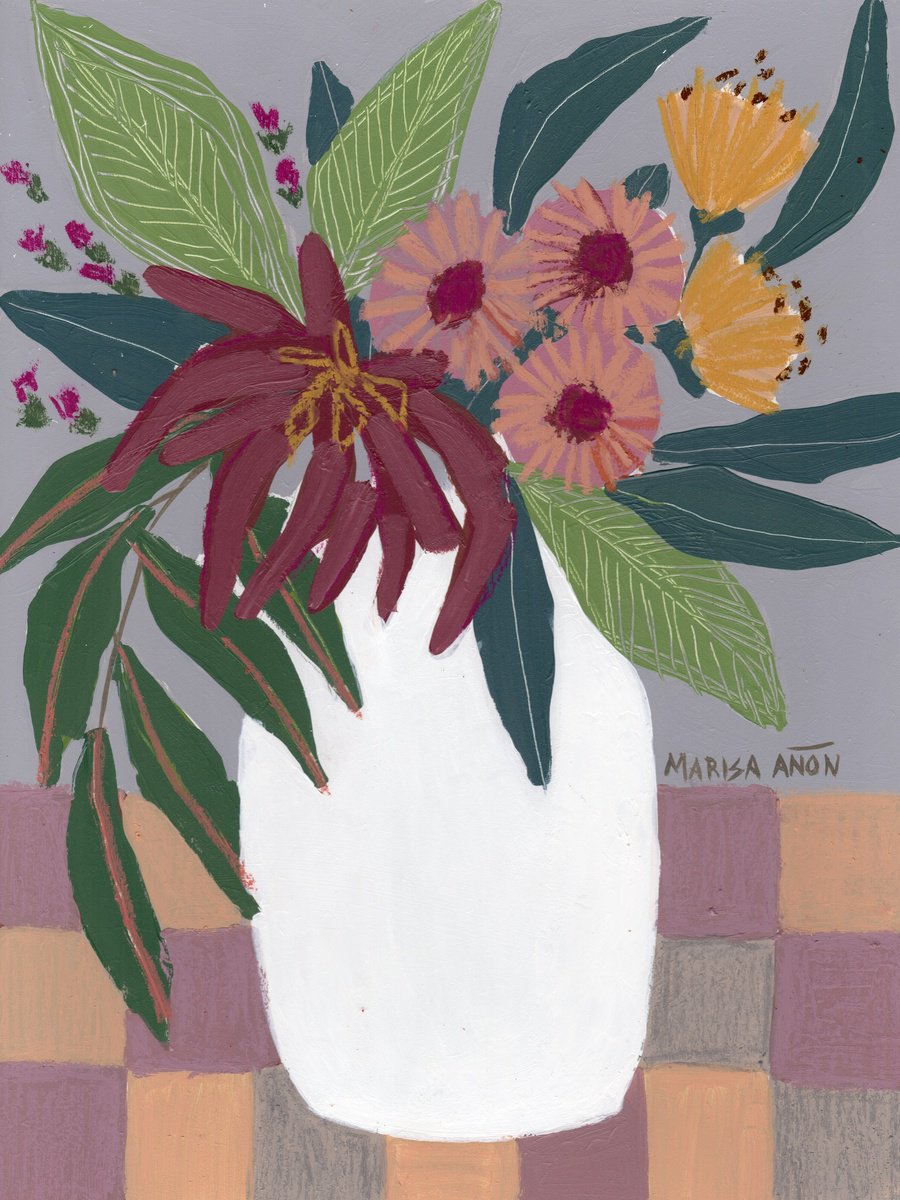 Impressionistic Still Life Painting By Marisa Anon, 13 X 17", "Flowers For Valencia V", Original Artwork