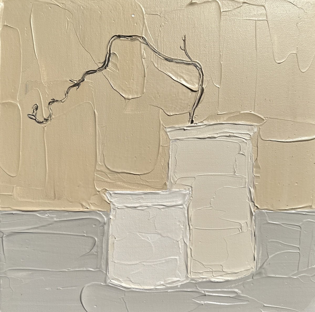 Impressionistic Still Life Acrylic Painting By Guzaliya Xavier, 12 X 12, Vase Aesthetics 7, Original Artwork