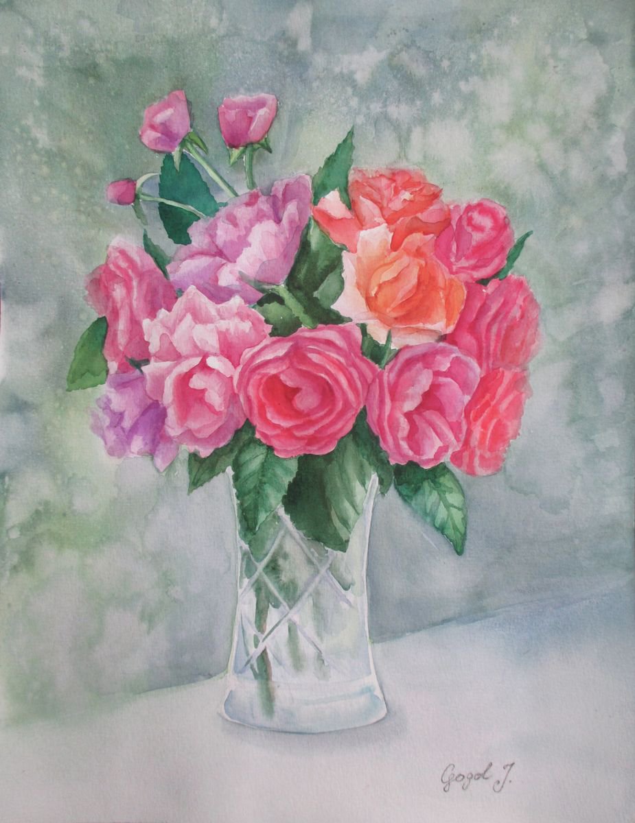 Roses in vase by Julia Gogol