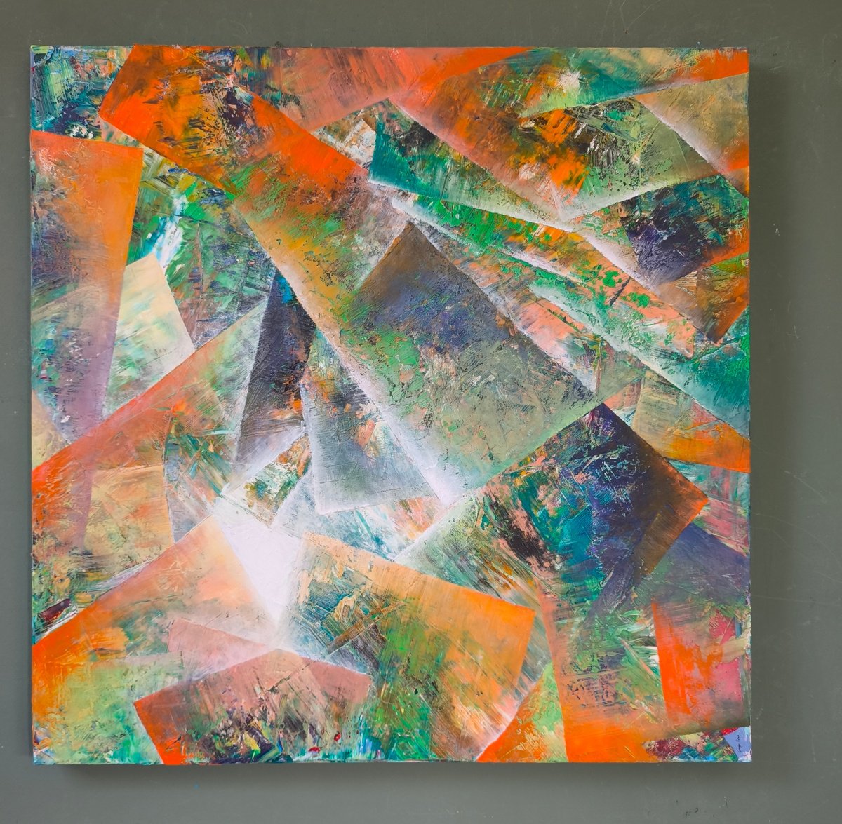 Geometric Oil Painting , Ascoltando Chopin By Giuseppe Pastore, 31 X 31, Artwork For Sale On Artfinder
