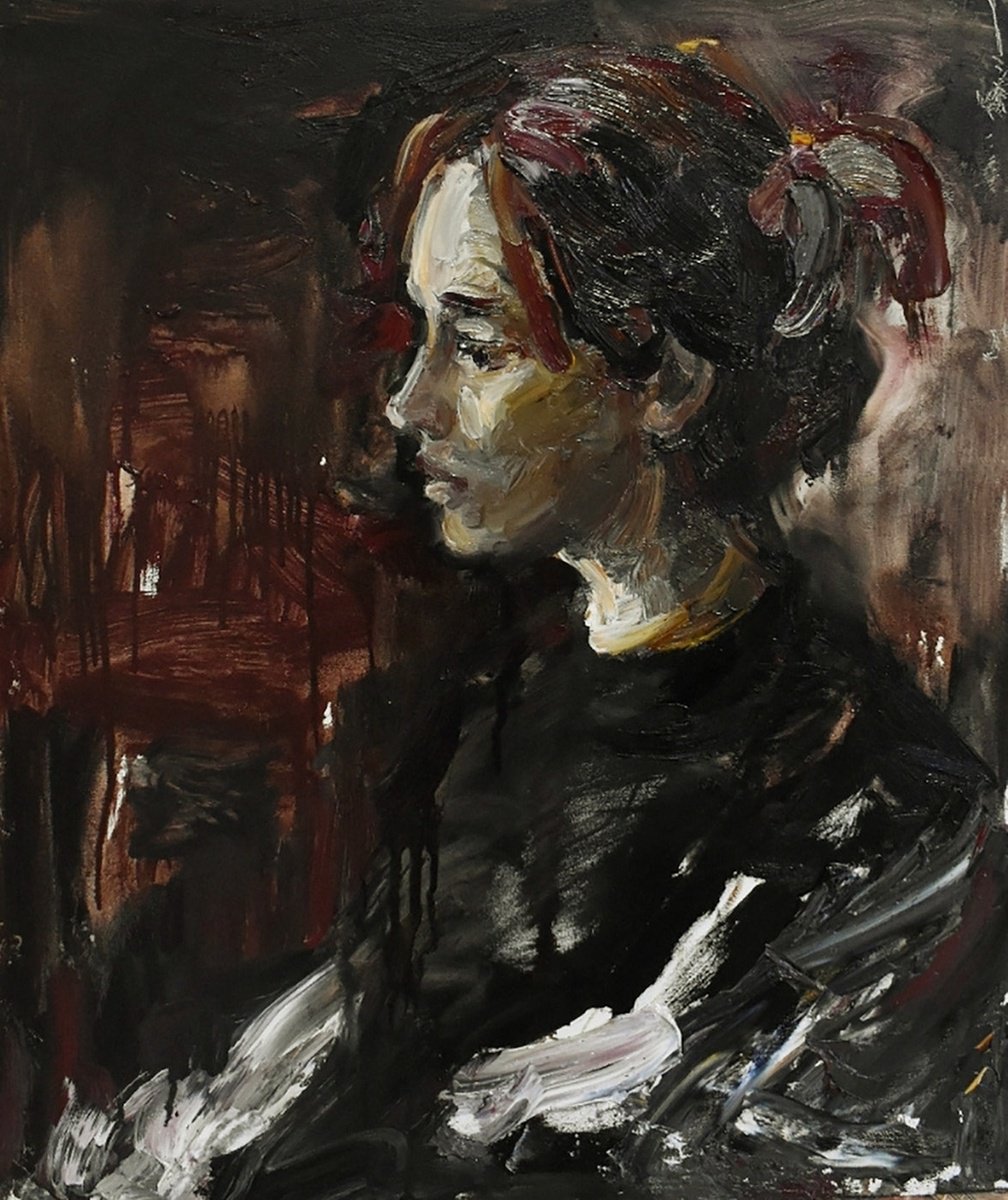 Expressive Portrait Oil Painting By Stanislava Cherkasova, 24 X 28", Dana, Original Artwork